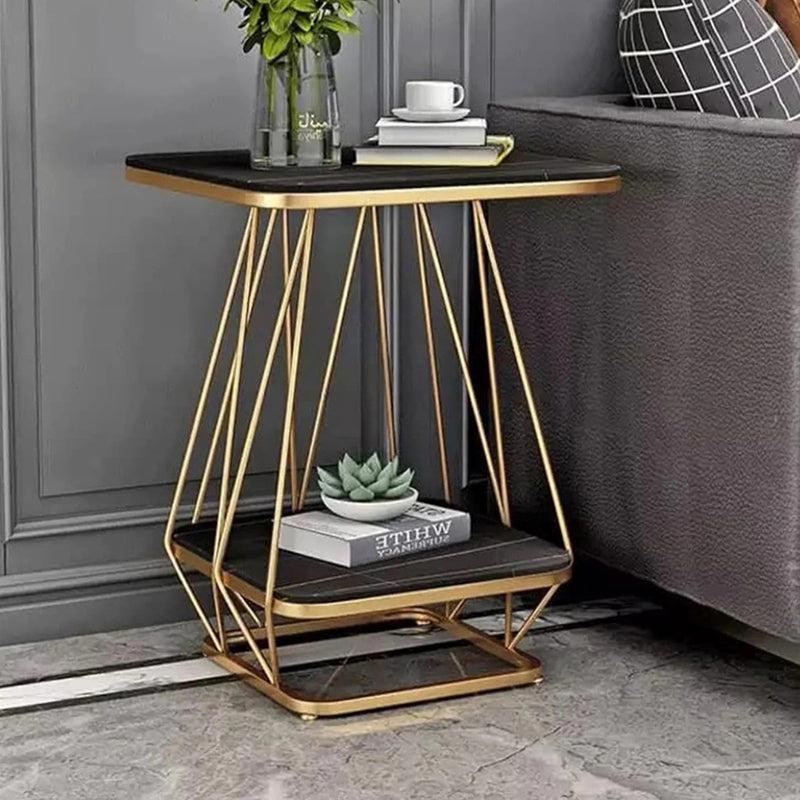 Buy Solstice Form Metal Accent Table - Charcoal & Gold Side & Bedside Tables from Vaaree