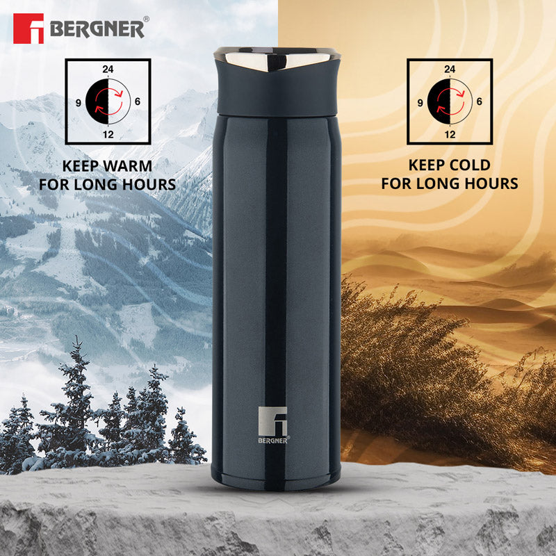 Buy Bergner Walking Carry Cask Thermosteel Hot And Cold Flask (Black) - 450 ML Flask from Vaaree