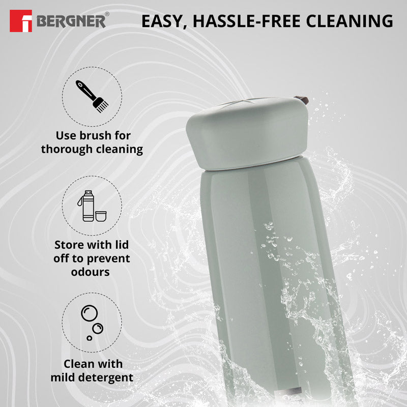 Buy Bergner Walking Lily Luxe Thermosteel Hot and Cold Flask (Grey) - 400 ML Flask from Vaaree