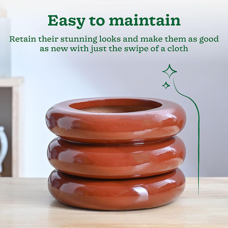 Buy Ugaoo Ceramicurve Three Layer Ceramic Planter - Terracotta Pots & Planters from Vaaree