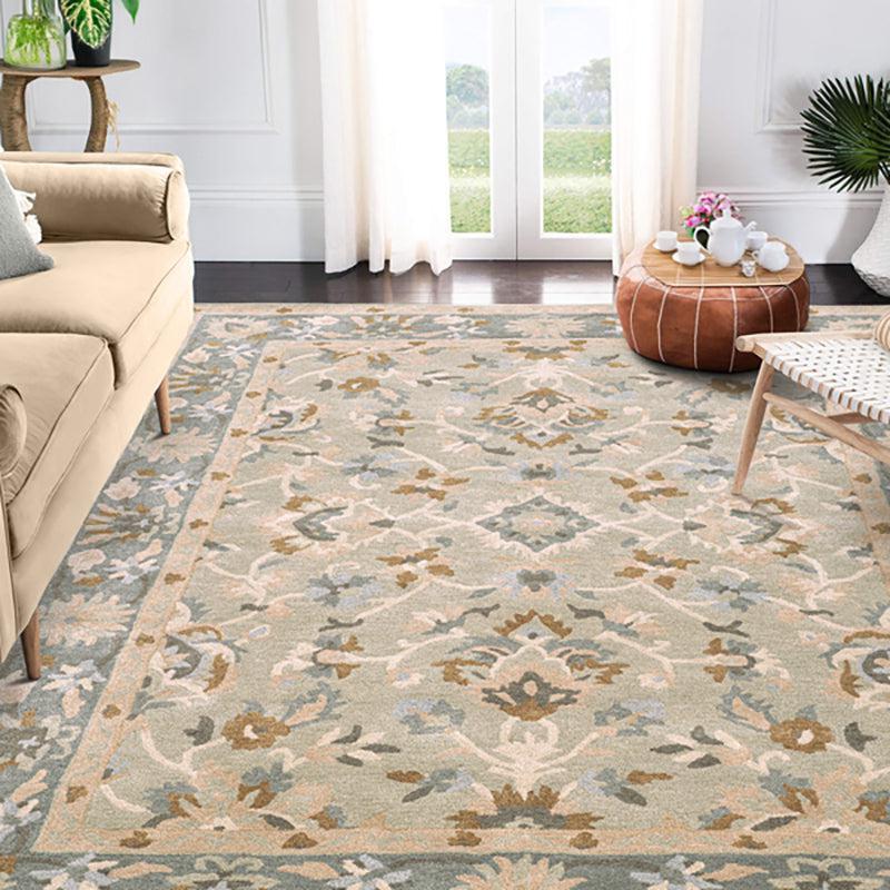 Buy Shenlong Ethnic Wool & Nylon Carpet - Grey & Green Carpet from Vaaree
