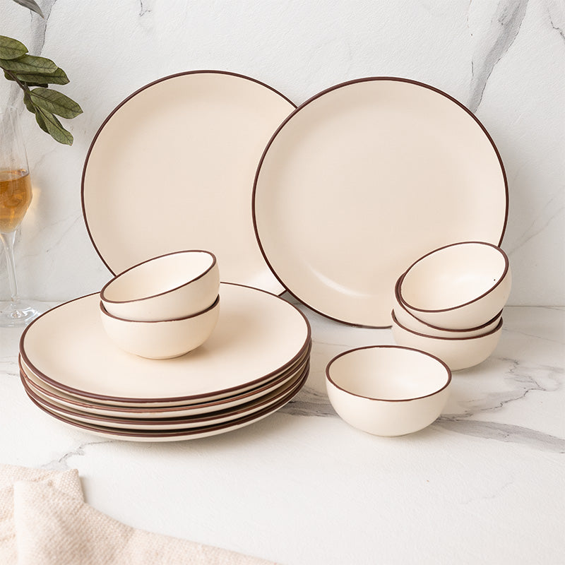 

Riddo Dinnerware (Off White) - Twelve Piece Set, Beige