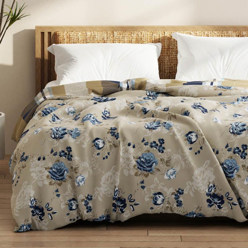 Buy Vanya Floral Reversible Microfiber Comforter (Beige & Brown) - 120 GSM Comforters & AC Quilts from Vaaree