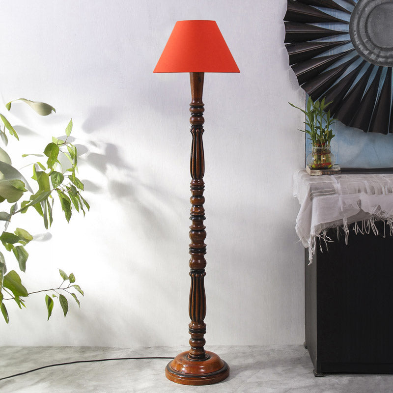 Buy Tira Vintage Wooden Floor Lamp - Orange Floor Lamp from Vaaree