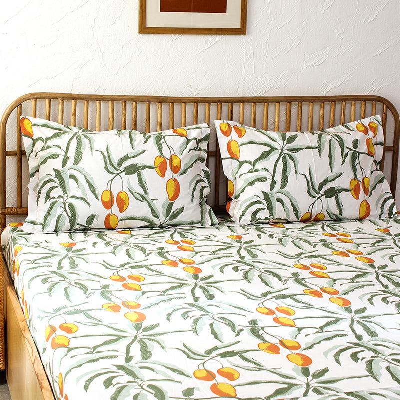 

Amra Bedsheet - Orange, White;green