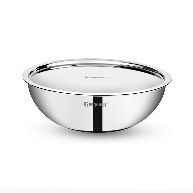 Buy Bergner Argent Triply Stainless Steel Induction Base Tasra With Lid - 2500 ML Serving Bowls from Vaaree