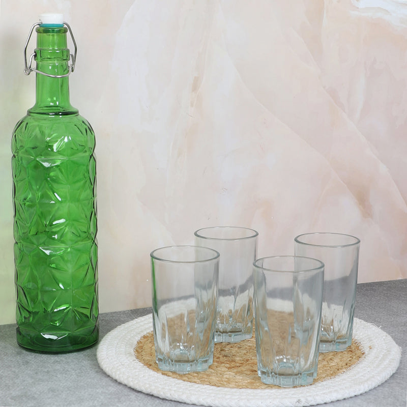 

Lakopa 1000 ML Water Bottle With 200 ML Glass - Five Piece Set, Transparent