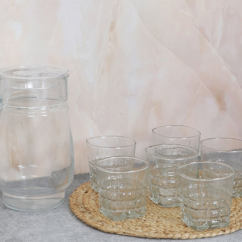 

Abo 1750 ML Jug With 280 ML Glass - Seven Piece Set, Transparent