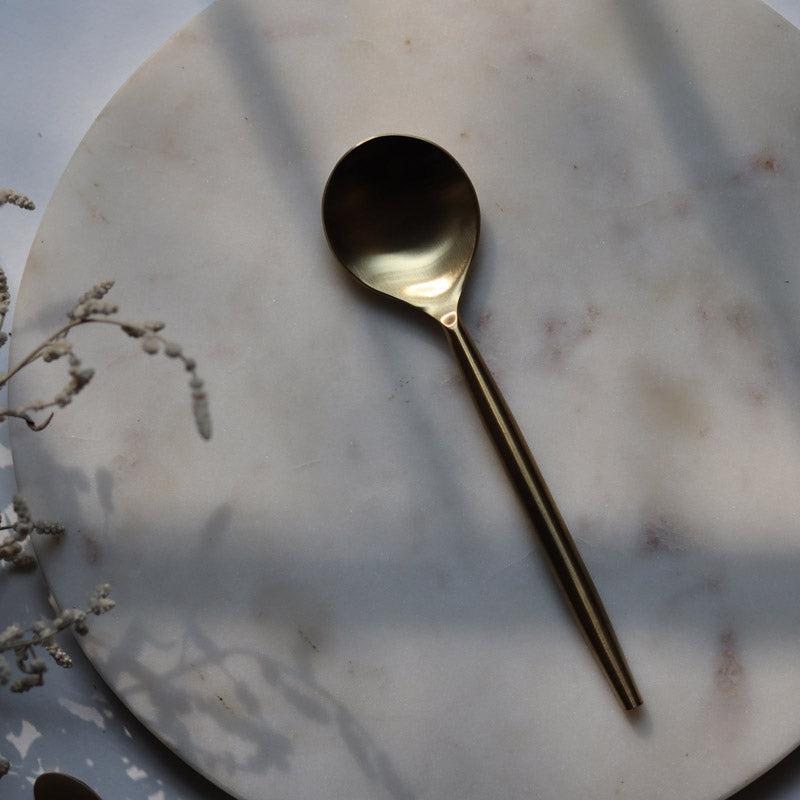 Buy Manora Gold Dinner Spoon - Set Of two Spoon Set from Vaaree