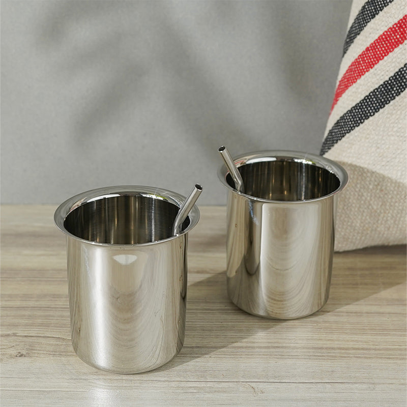 Buy Altomer Stainless Steel Tumbler With Straw (225 ML) - Set Of Two Tumbler from Vaaree