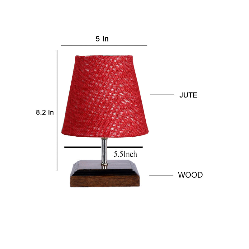 Buy Niksha Table Lamp With Jute Shade - Maroon Table Lamp from Vaaree