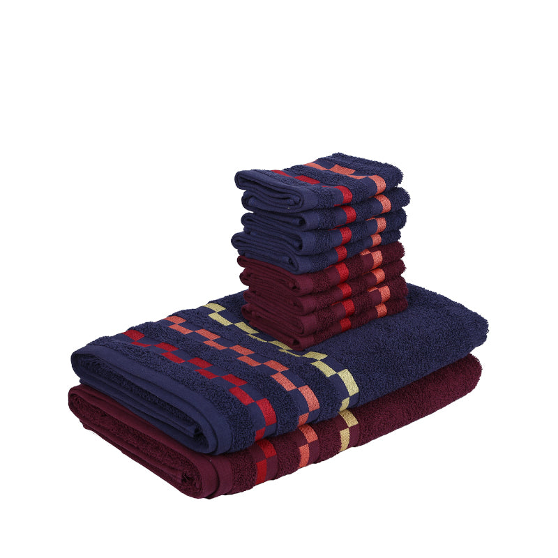 Buy Delpha Towel Combo (Navy Blue & Wine) - Set Of Ten Towel Sets from Vaaree