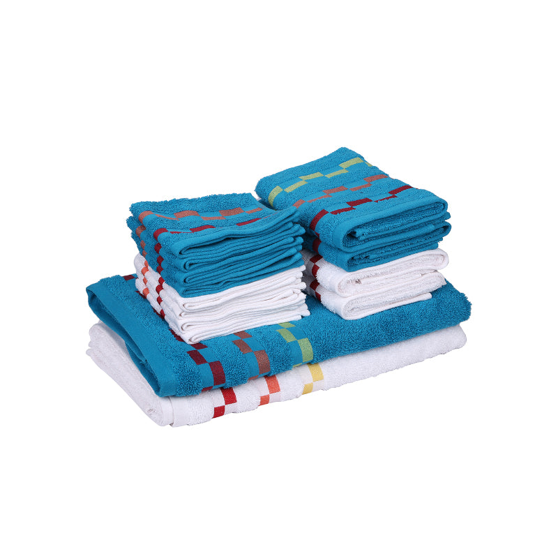 Buy Delpha Towel Combo (Light Blue & White) - Set Of Fourteen Towel Sets from Vaaree