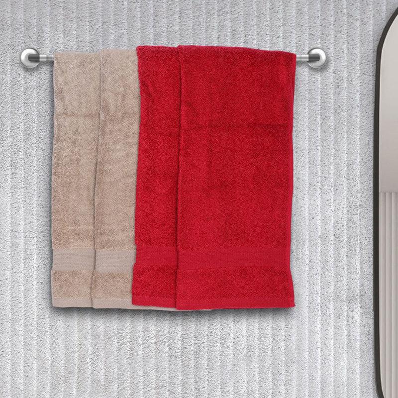 

Miorah Hand Towel (Red & Beige) - Set Of Four