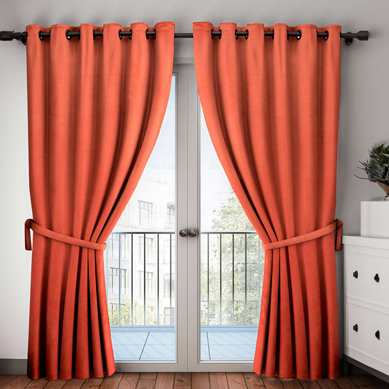 Buy Nigel Blackout Curtain (Rust) - Set Of Two Curtains from Vaaree