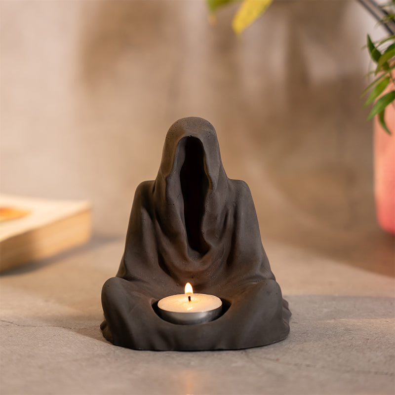 

Monk Hood Tealight Candle Holder, Grey
