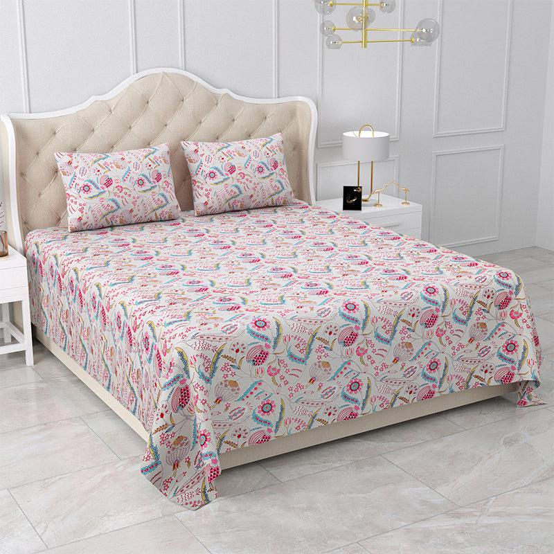

Plix Floral Bedsheet, Ivory