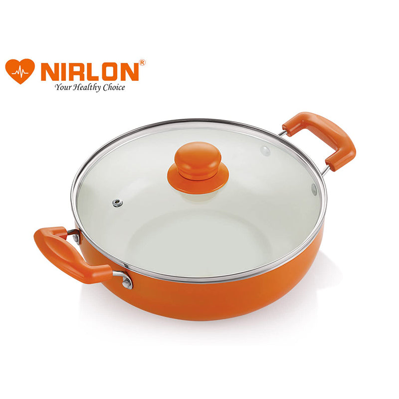 Buy Nirlon Orange Kadhai With Lid - 3100 ML/9 Inches Kadhai from Vaaree