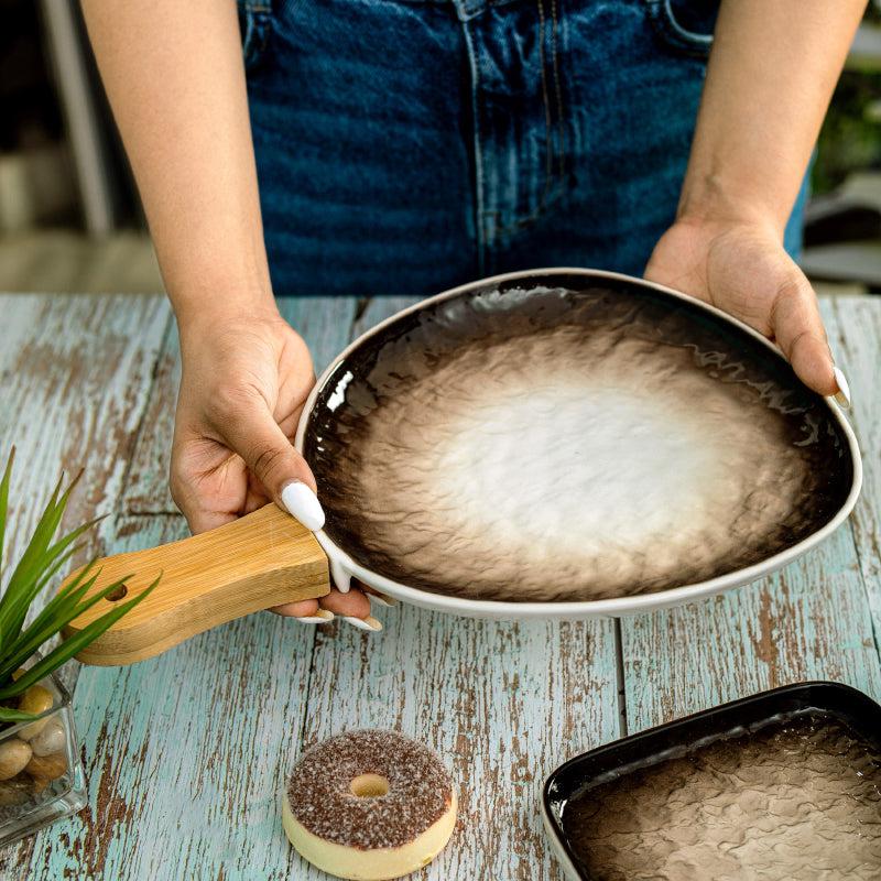 

Nomura Abstract Platter With Handle - Brown