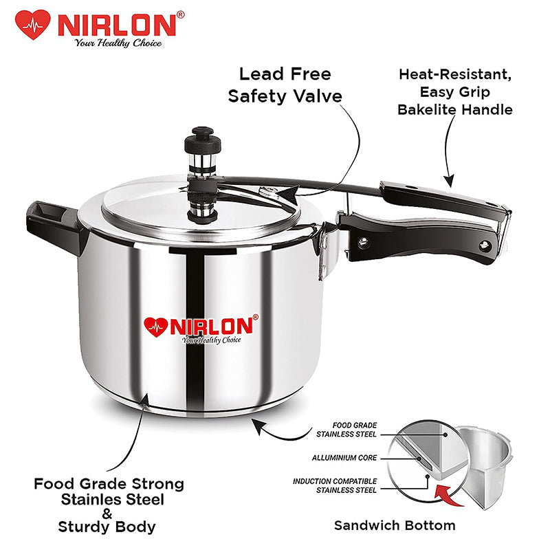 Buy Nirlon Steel Glaze Pressure Cooker - 3000 ML/ 8 Inches Pressure Cooker from Vaaree