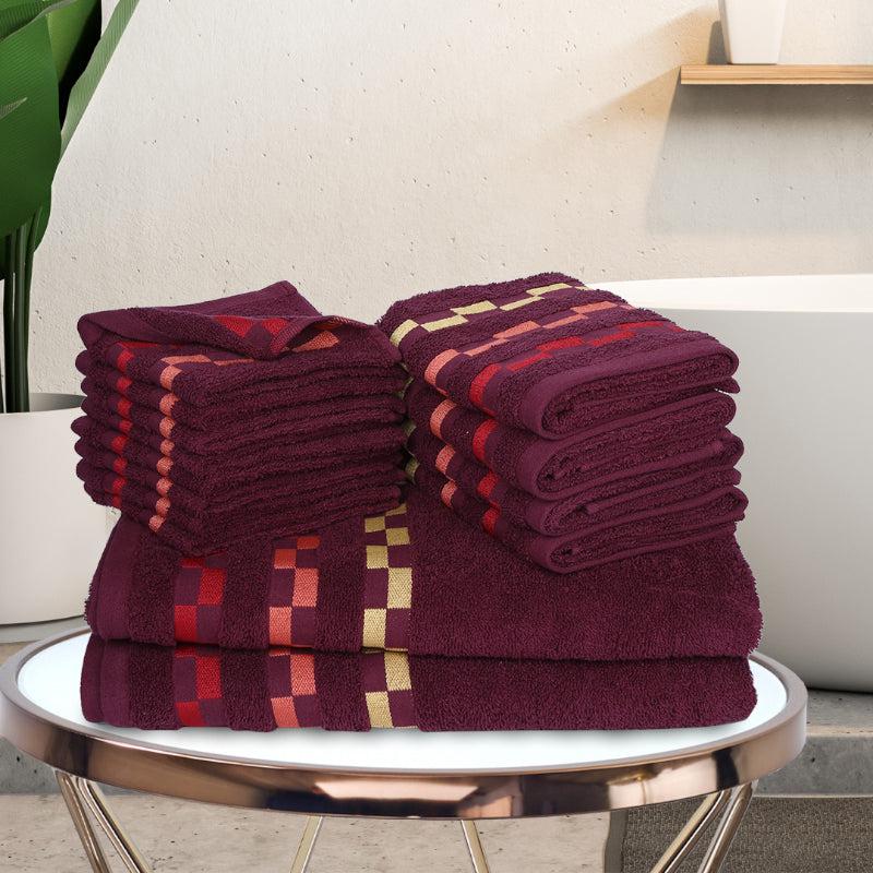 

Delpha Towel Combo (Wine) - Set Of Fourteen, Maroon