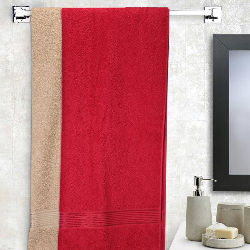 

Bodil Bath Towel (Red & Beige) - Set Of Two