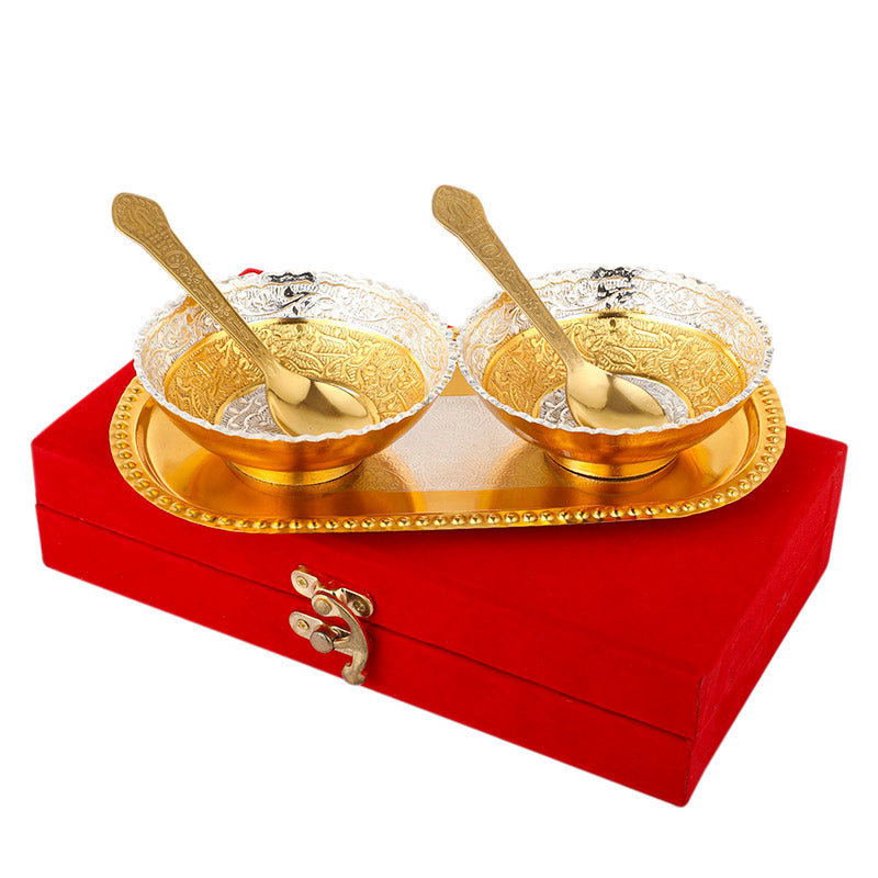 Buy Nandini Bowl With Spoon & Tray (100 ML) - Set Of Five Dessert Bowls from Vaaree