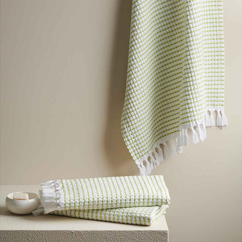 

Resho Waffle Towel Combo (Kiwi) - Four Piece Set, Green;white