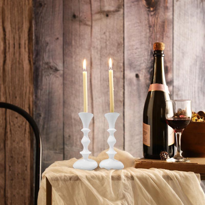 Buy Morgera Candle Holder (White) - Set Of Two Candle Holders from Vaaree