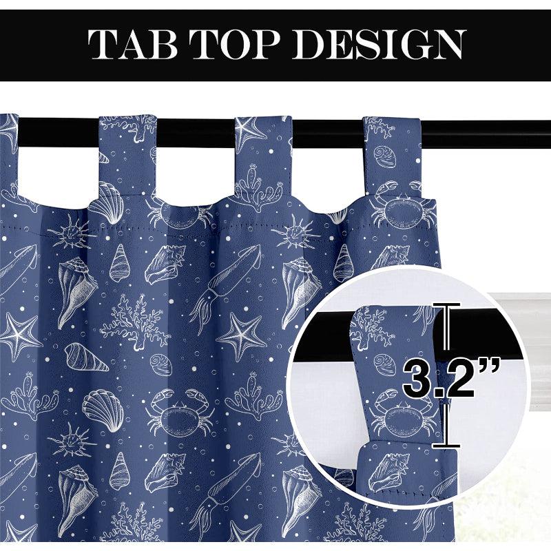 Buy Sea Side Tab Top Medium Width Curtain Curtains from Vaaree