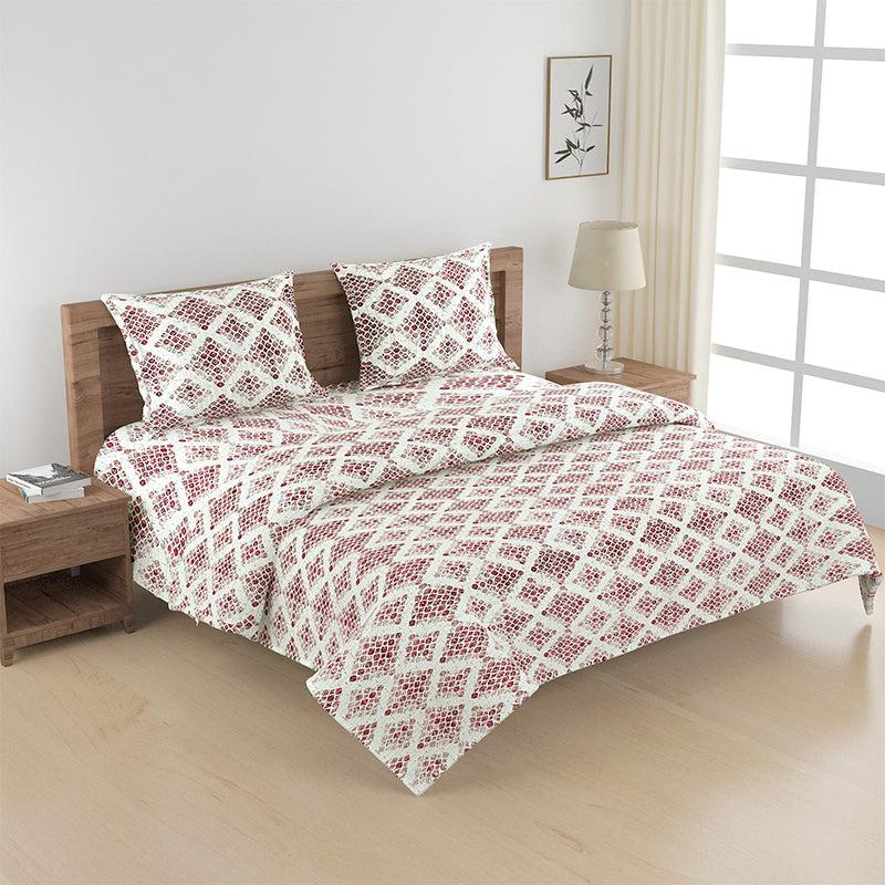Kylie Geometric Bedding Set, White;brown