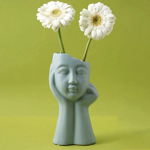 Thinking Girl Vase - Blue