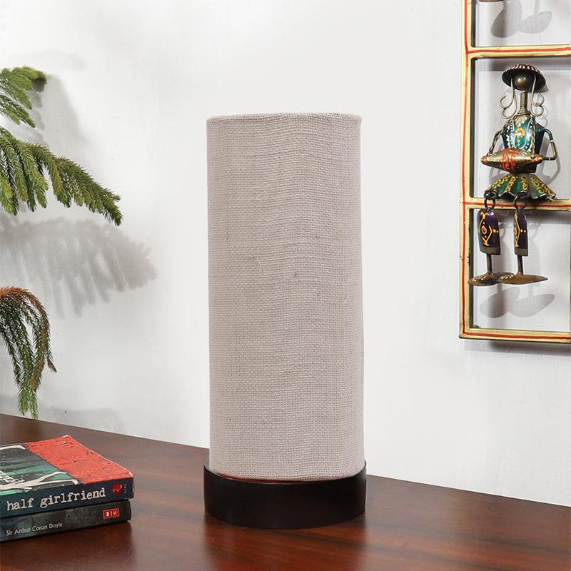 Buy Mirza Wooden Tower Table Lamp With Jute Shade - White Table Lamp from Vaaree