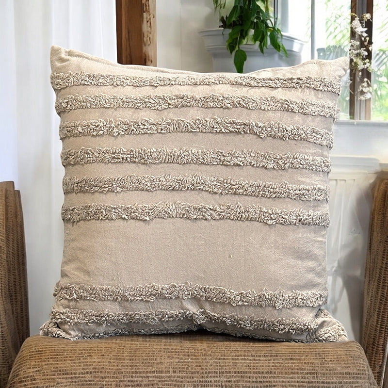 Buy Thea Stripe Tufted Cushion Cover - Beige Cushion Covers from Vaaree