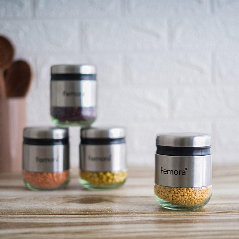 

Gilore Storage Jar (350 ML) - Set Of Four, Silver