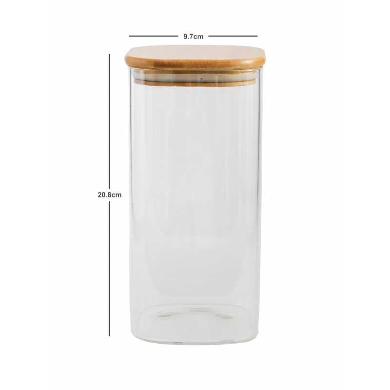 Buy Aura Glass Jar With Wooden Lid (1580 ML) - Set Of Two Jar from Vaaree