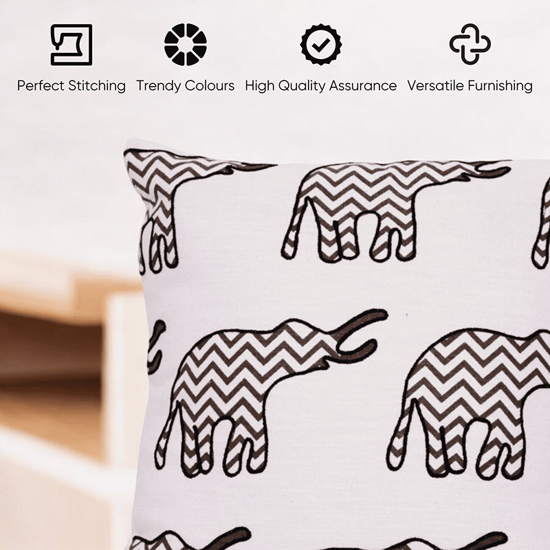 Buy Plushie Trunks Tufted Cushion Cover (Black & White) - Set Of Five Cushion Covers from Vaaree