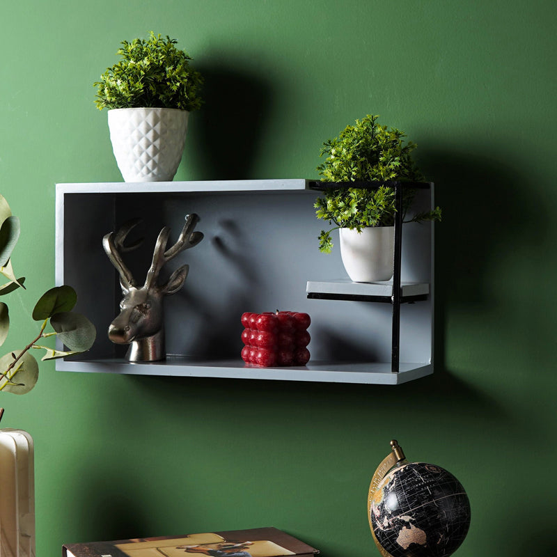 Buy Ledge Line MDF & Metal Wall Shelf - Light Green Shelves from Vaaree