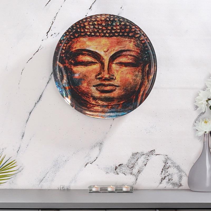 Buy Atherin Buddha Face Printed Metal Wall Plate Wall Plates from Vaaree