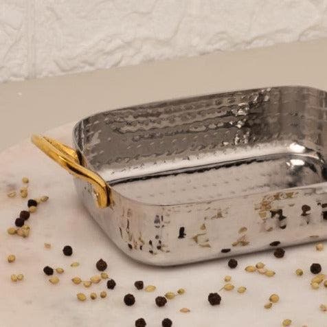 Buy Vintage Charm Hammered Rectangular Serving Pan - 300 ML Serving Bowls from Vaaree