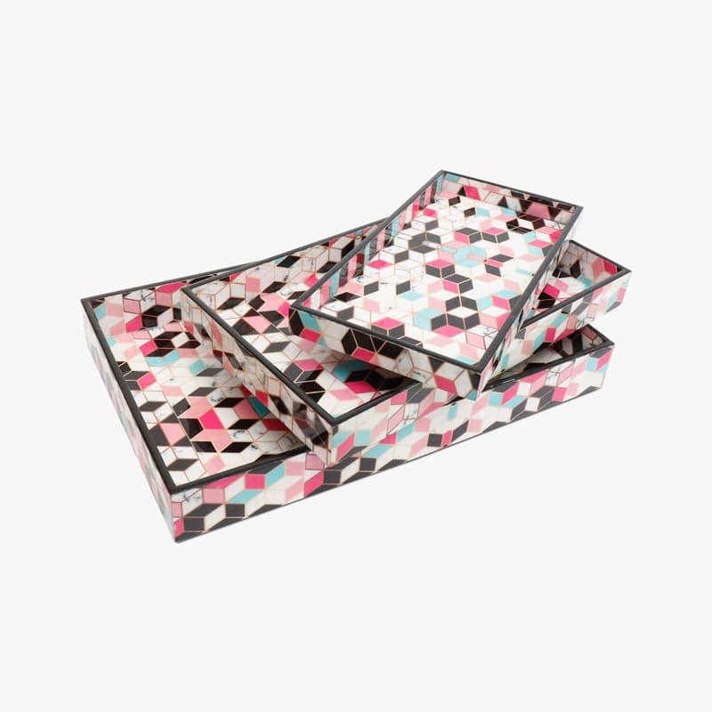 Buy Abstract Appeal Tray - Set Of Three Serving Tray from Vaaree