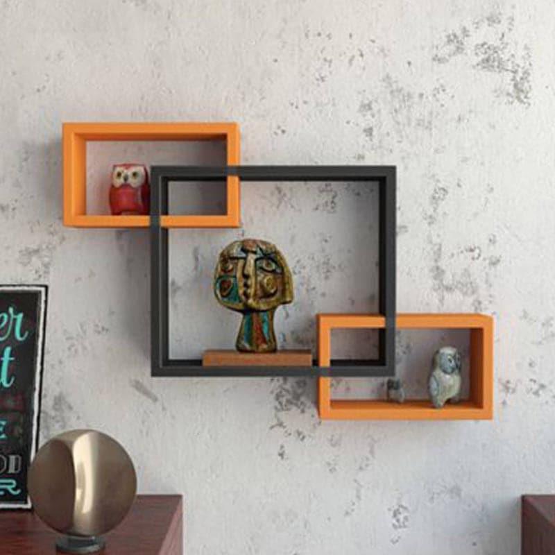 

Block Ride Wall Shelf - Black & Orange - Set Of Three, Orange;black