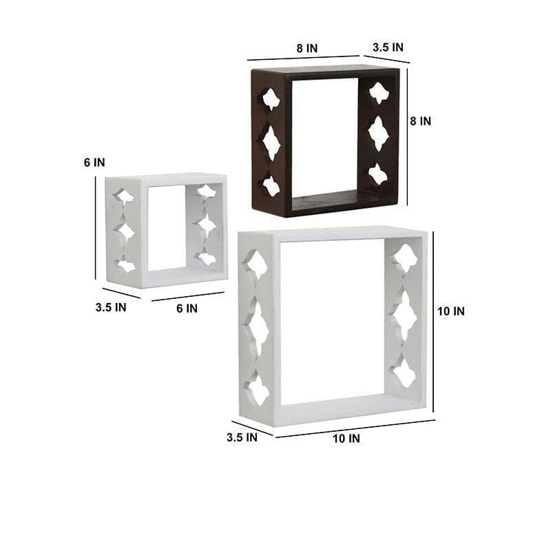 Buy Cubix Floating Wall Shelf (White & Brown) - Set Of Three Shelves from Vaaree