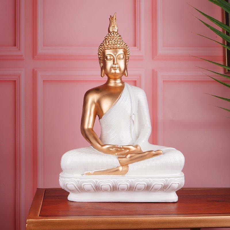 

Buddha In Meditation Showpiece, White;gold