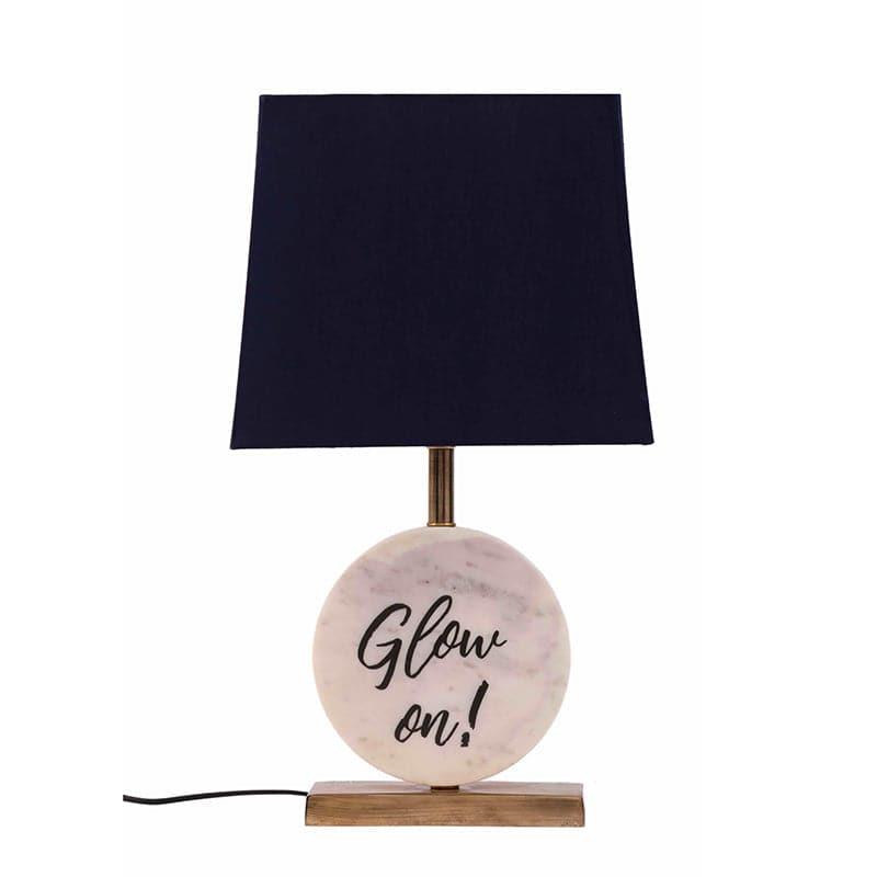 Buy Glow On Marble & Brass Base Table Lamp - Blue Table Lamp from Vaaree