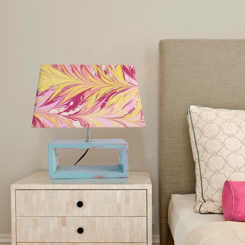 Buy Marbling Handpainted Table Lamp - Yellow & Magenta Table Lamp from Vaaree