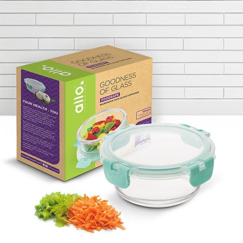

Crusade Round Glass Container - 390 ML, Four, Transparent