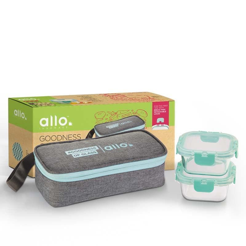 Buy Jonas Lunchbox With Rectangle Grey Bag (310 ML) - Set Of Two Tiffin Box from Vaaree