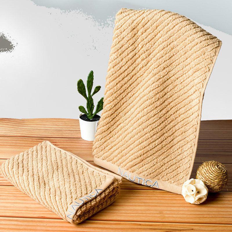 Buy Nautica Riviera Soft Cotton Bath Towel (Light Tan) - Set Of Two Bath Towels from Vaaree