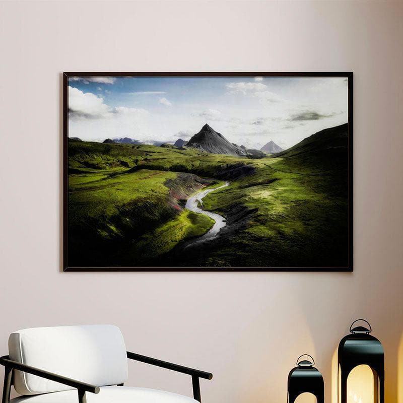 

Highlands, Iceland Wall Painting - Black Frame, Green;blue